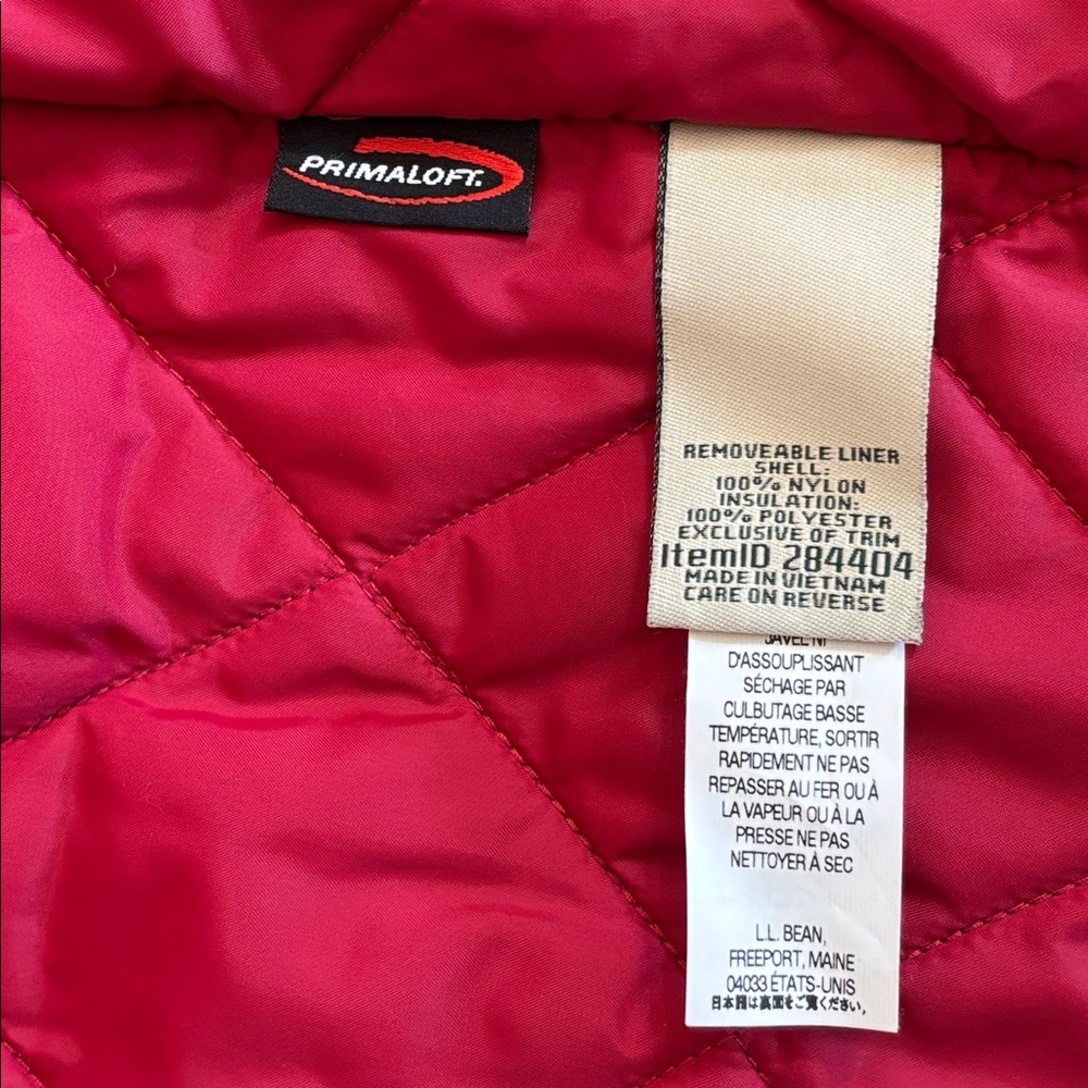 LL Bean Double Breasted Red Trench/w Rain Liner Coat Women’s Size Large Petite - Picture 13 of 14